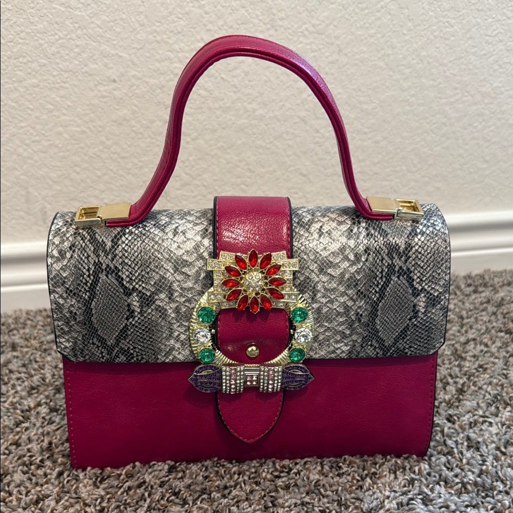 Elegant Hot Pink and Gray Handbag
